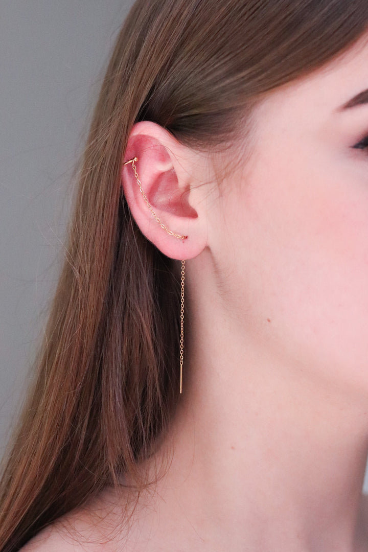 Gold Plated Threaded Cuff Earrings
