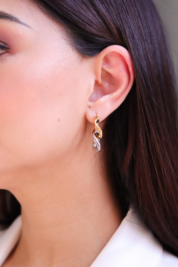 Two Tone Cuban Chain Earrings