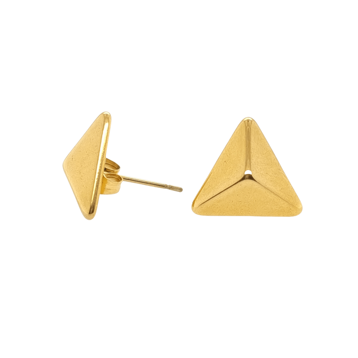 Gold Plated Pyramid Stud Earrings