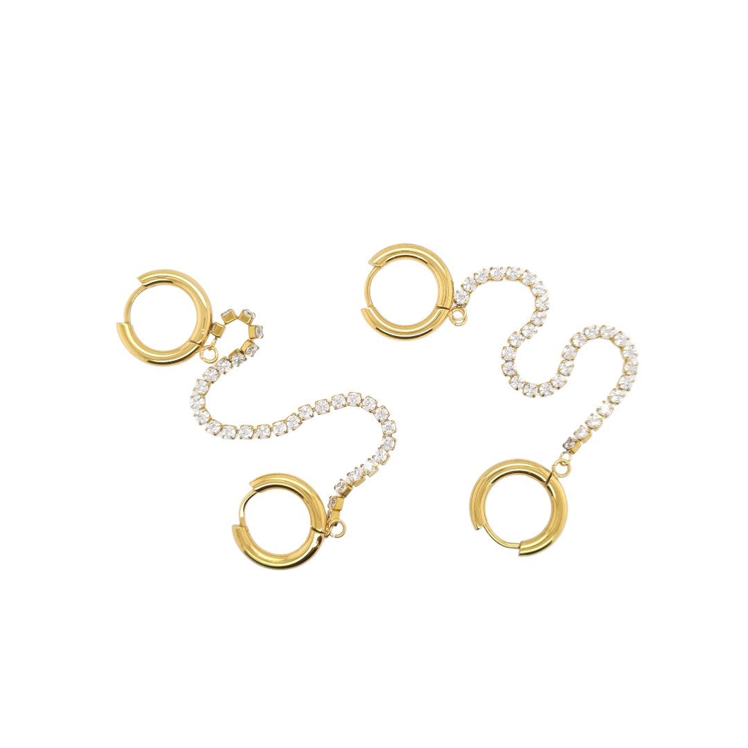 Double Huggie Chain Earring 