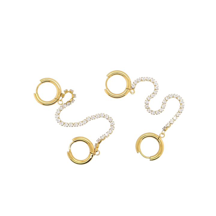 Double Huggie Chain Earring 