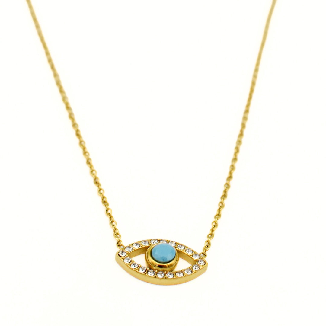 Gold Plated Blue Stone Zirconia Necklace