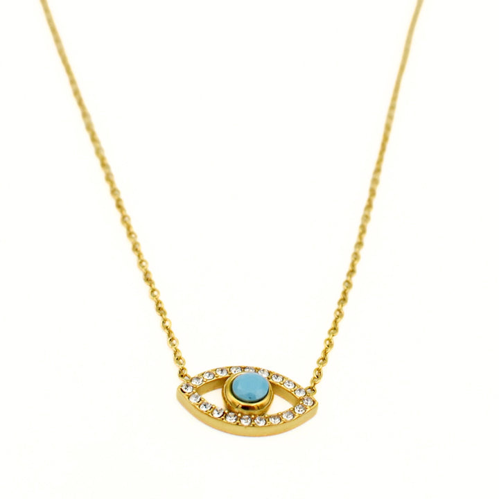 Gold Plated Blue Stone Zirconia Necklace