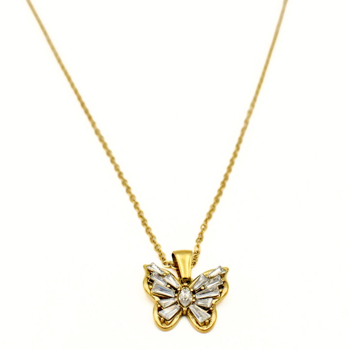 Gold Plated Cubic Butterfly Necklace