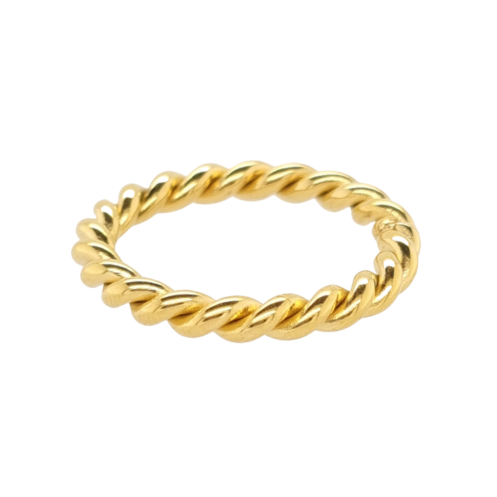 Gold Plated Ribbed Band Ring