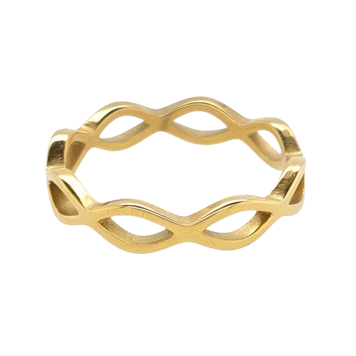 Gold Plated Open Wave Band Ring