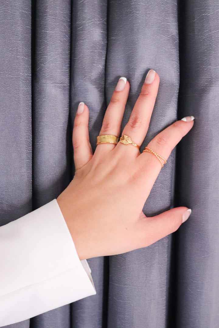 Gold Plated Patterned Inverse Band Ring