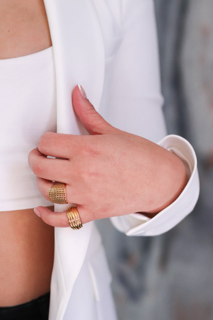 Gold Plated Line Design Ring