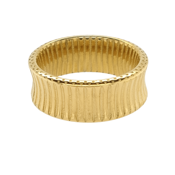 Gold Plated Patterned Inverse Band Ring