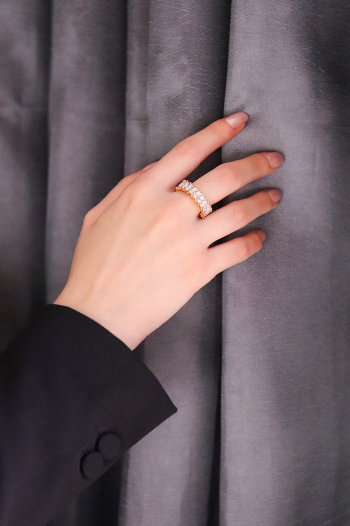 Gold Plated Wide Cubic Baguette Band