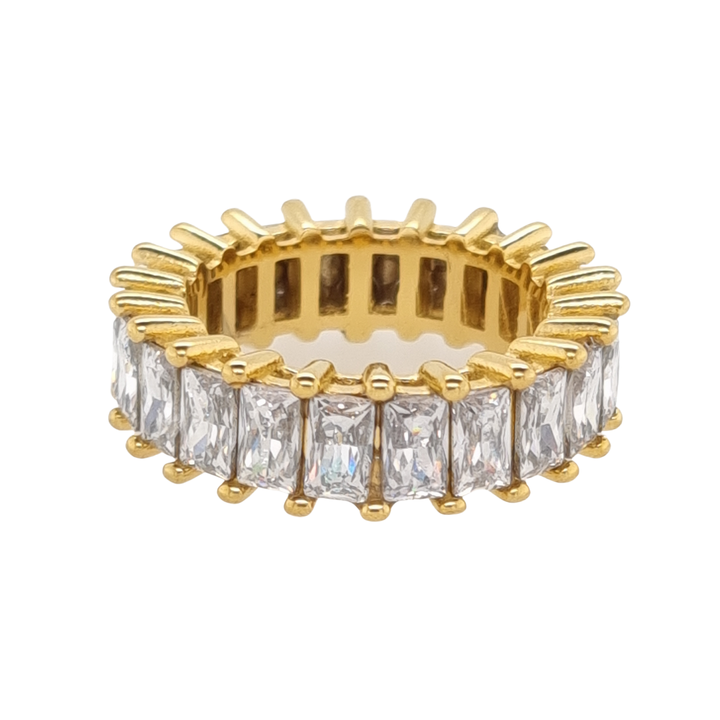 Gold Plated Wide Cubic Baguette Band