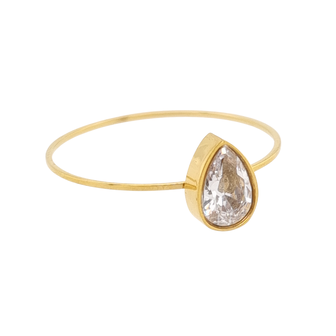 Pear Solitaire Ring 
