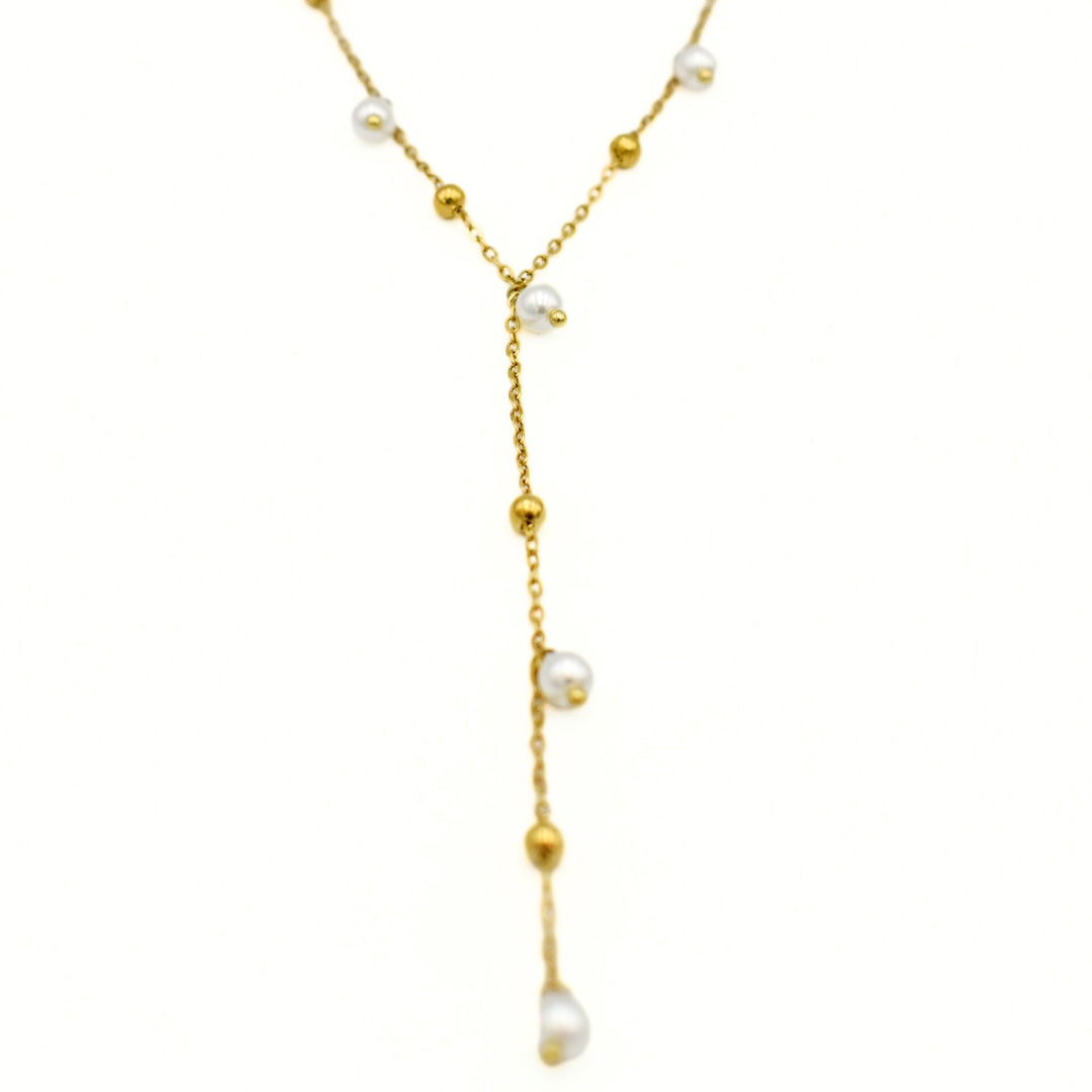 Gold Plated Drop Pearl Necklace