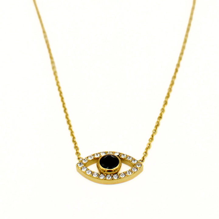 Gold Plated Black Stone Zirconia Necklace