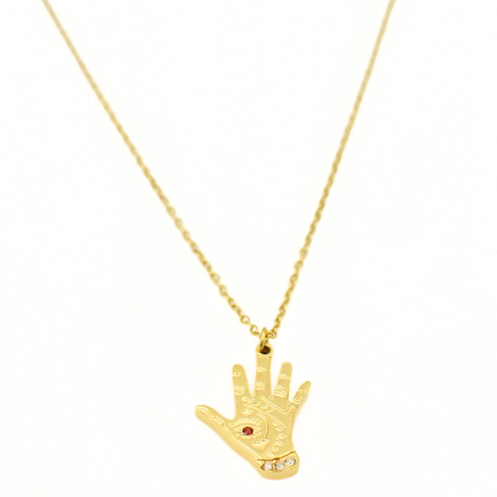 Gold Plated Hand Evil Eye Necklace