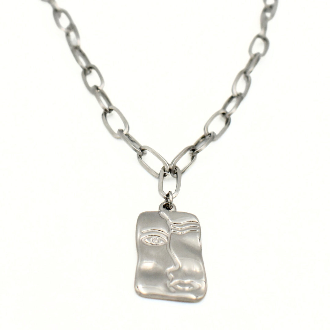 Rhodium Plated Mismatched Necklace