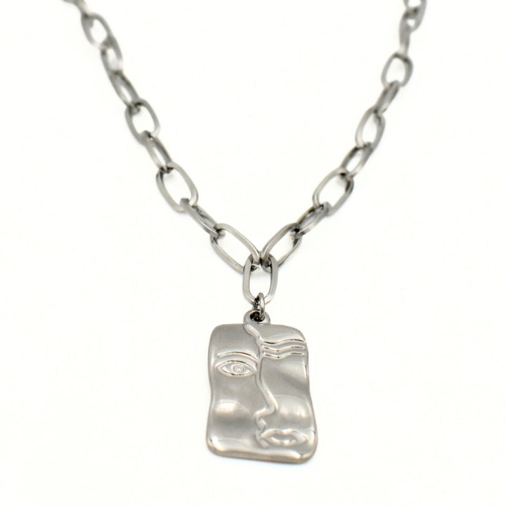 Rhodium Plated Mismatched Necklace