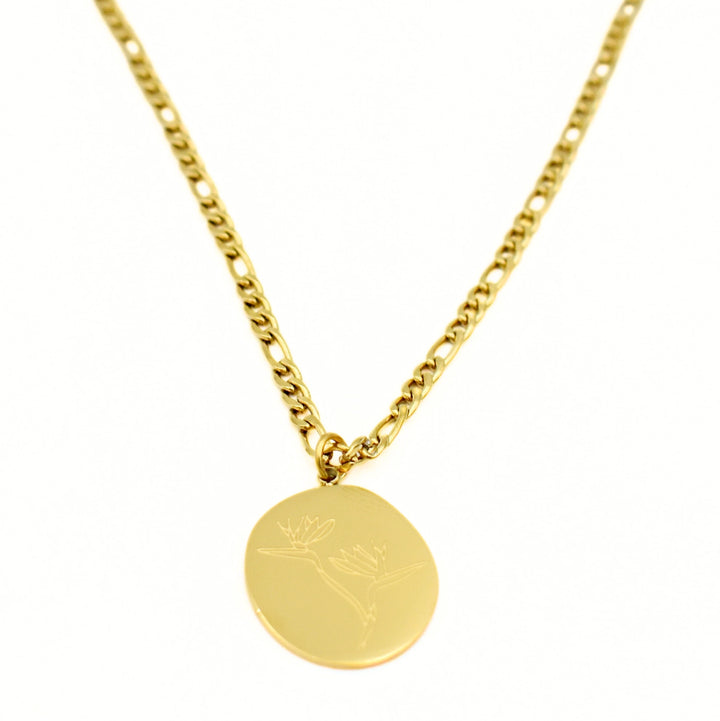 Gold Plated Engraved Flower Necklace