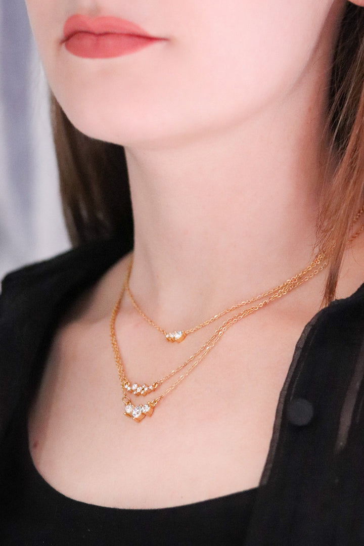 Gold Plated Necklace with Cubic Zirconia Trilogy Pendant