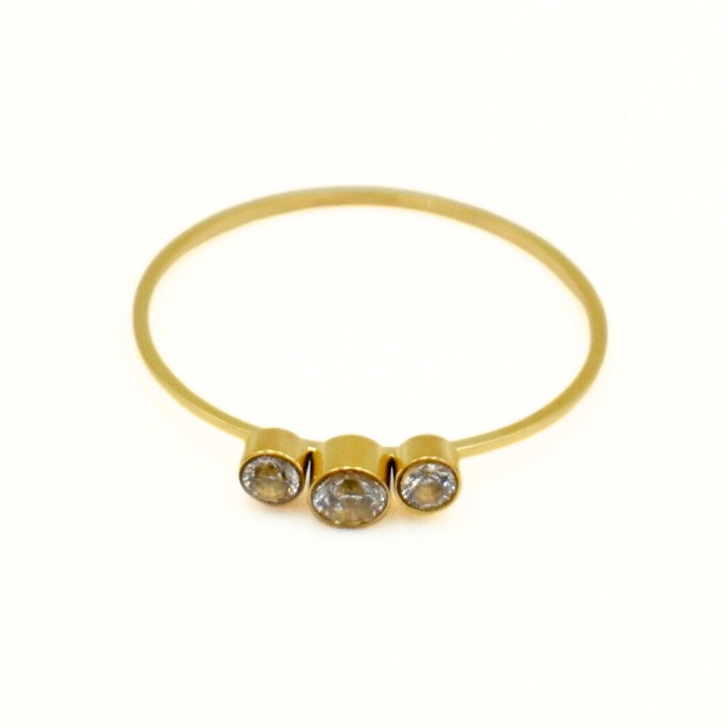 Gold Toned Trilogy CZ Ring