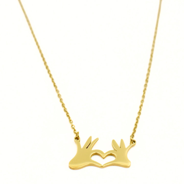 Gold Plated Hands Heart Necklace