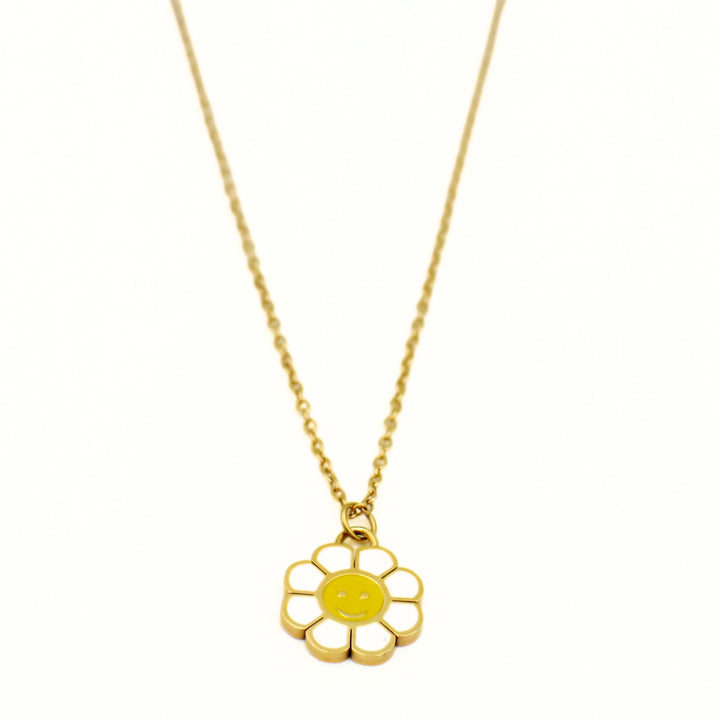 Gold Plated Sunflower Smiley Necklace