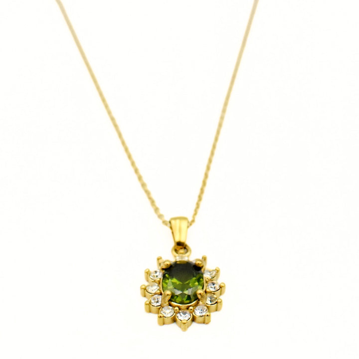 Gold Plated Green Diamante Necklace