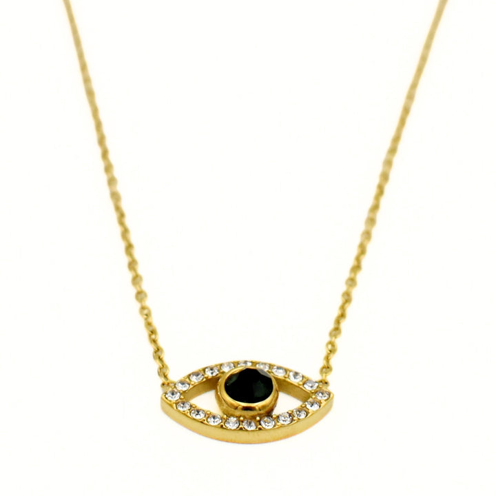 Gold Plated Black Stone Zirconia Necklace